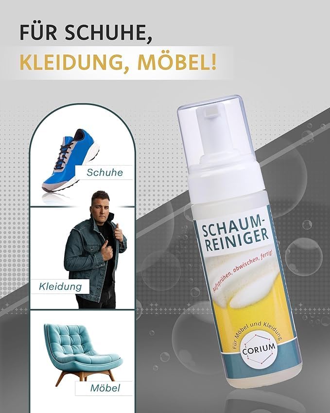 Corium | Effektiver Schaumreiniger für alle Textil- & Lederarten, einfache Reinigung ohne Wasser, Al