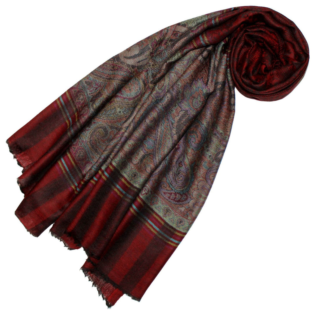 Lorenzo Cana Pashmina Damen Kaschmirschal 100% Kaschmir, 70 cm x 200 cm, jacquard gewebter Paisleymu