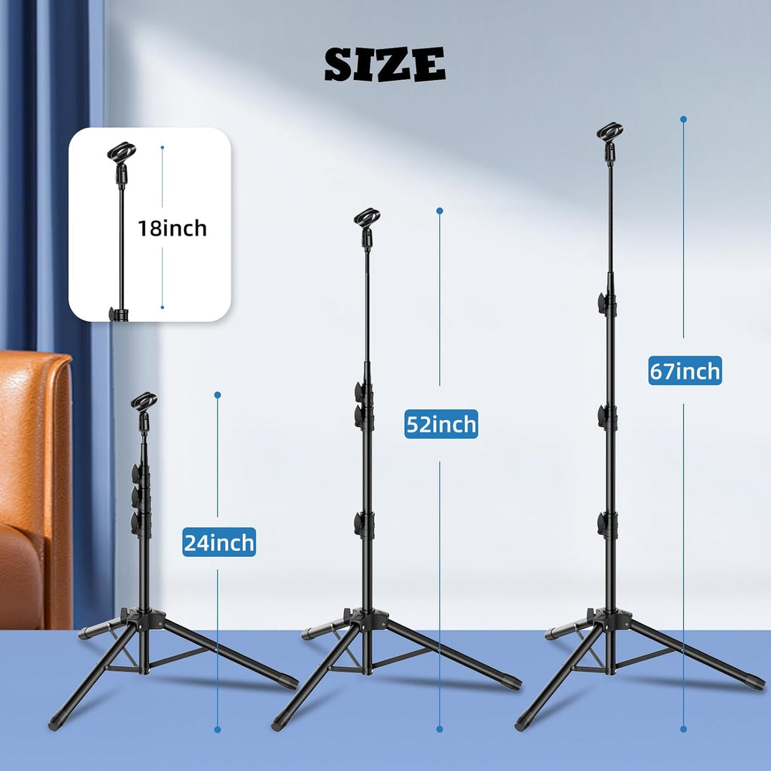 Mikrofonständer Stativ Höhenverstellbar 61-170cm,2 Pack Tragbares MikrofonStänder mit Aufbewahrungst
