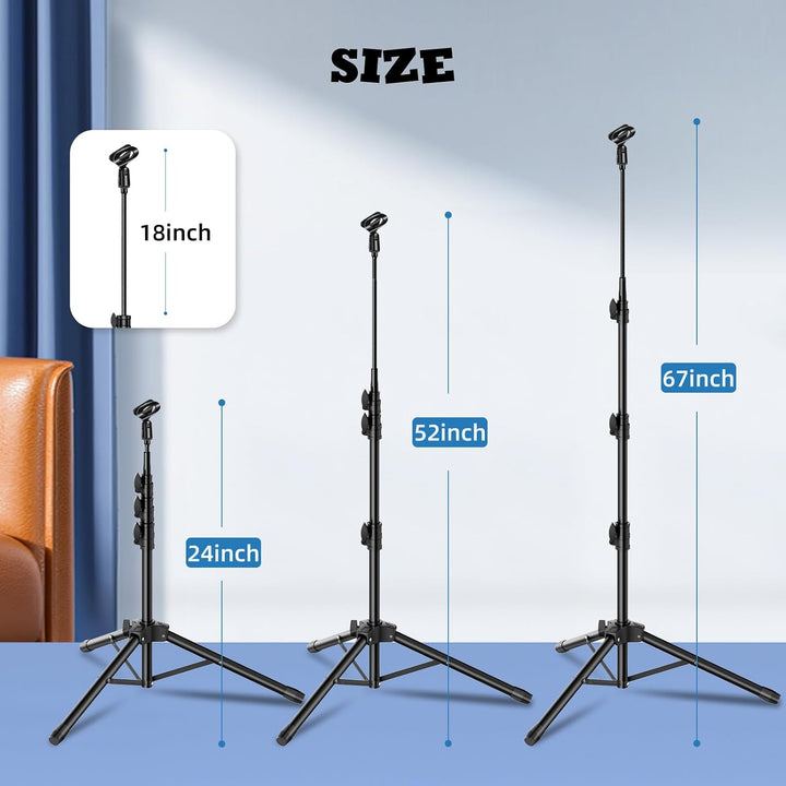 Mikrofonständer Stativ Höhenverstellbar 61-170cm,2 Pack Tragbares MikrofonStänder mit Aufbewahrungst