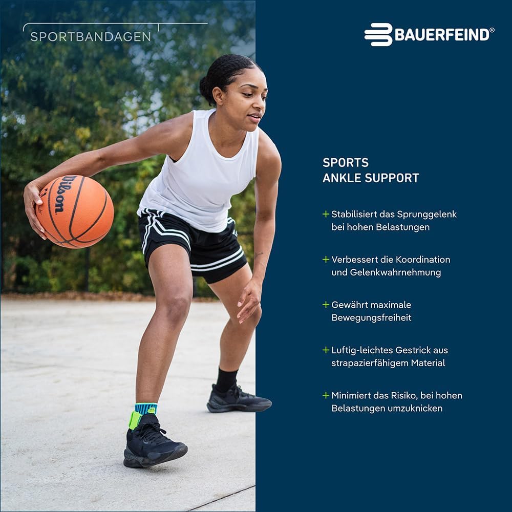 Bauerfeind Sprunggelenkbandage „Ankle Support“ Unisex, 1 Sprunggelenk Bandage für Sport wie Fussball