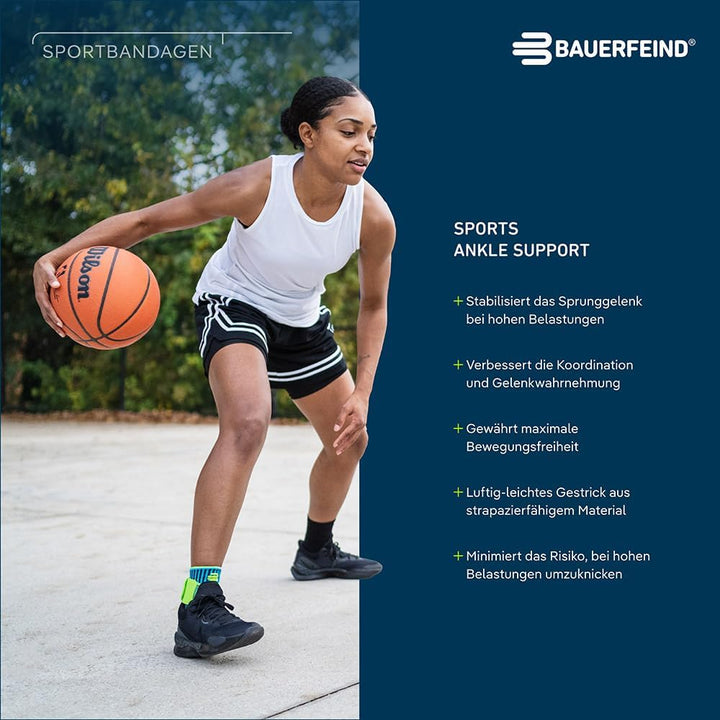 Bauerfeind Sprunggelenkbandage „Ankle Support“ Unisex, 1 Sprunggelenk Bandage für Sport wie Fussball