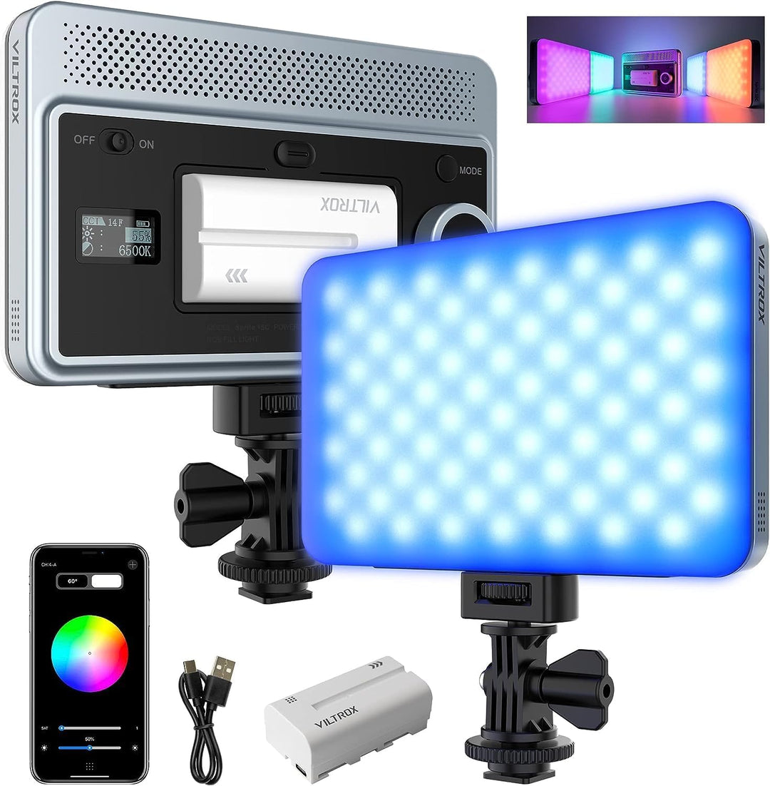 VILTROX Sprite 15C Panel LED Video Light RGB Videoleuchte Kamera Panel Videolicht 2800-6800K mit Blu