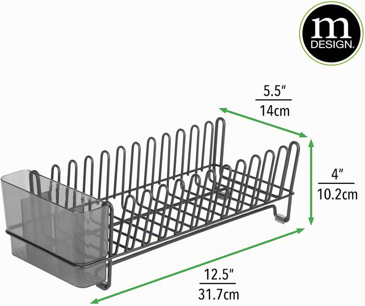 mDesign Geschirrabtropfer - Plastik-Abtropfablage für Spüle - tolles Abtropfgestell - bis zu 15 Tell