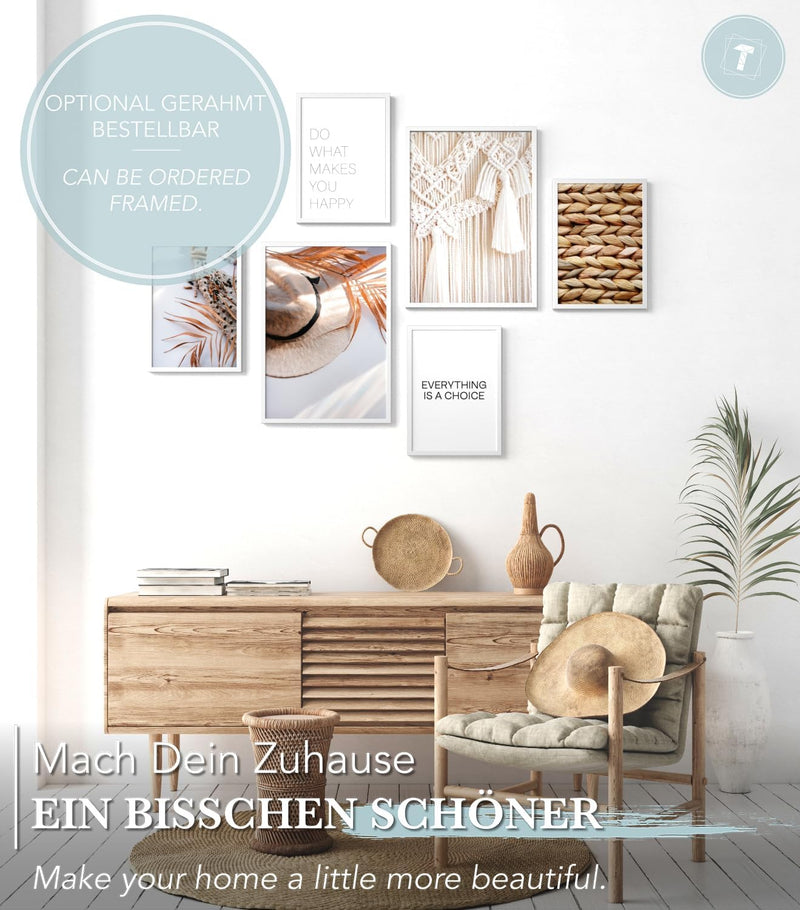 Papierschmiede® Mood Poster Set Boho Vibe, Deko Bilder Wohnzimmer, 2x DIN A3 (ca. 30x42) und 4x DIN