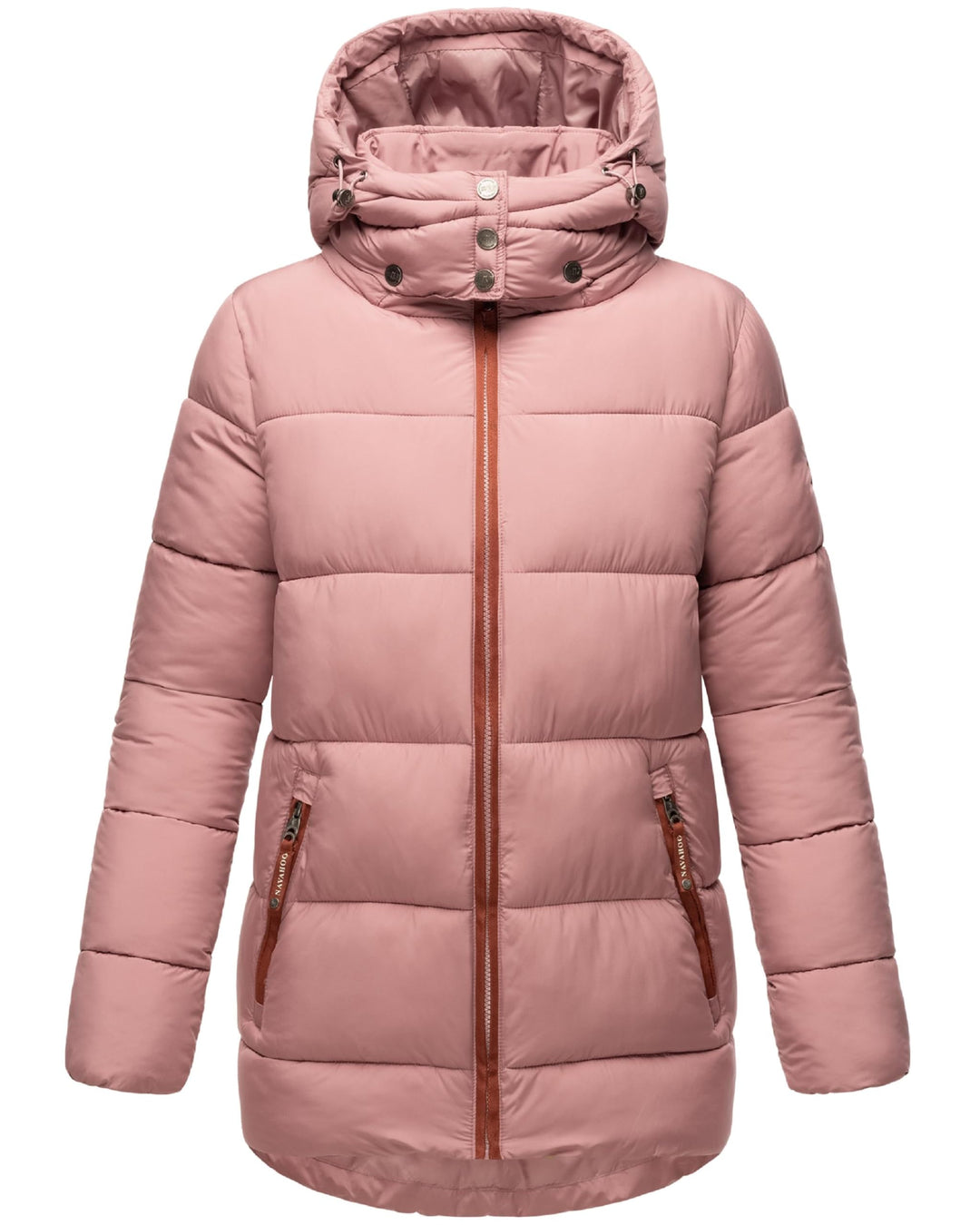 Navahoo Damen Kurze Winterjacke Steppjacke warm mit Abnehmbarer Kapuze aus recycelten Materialien Wa