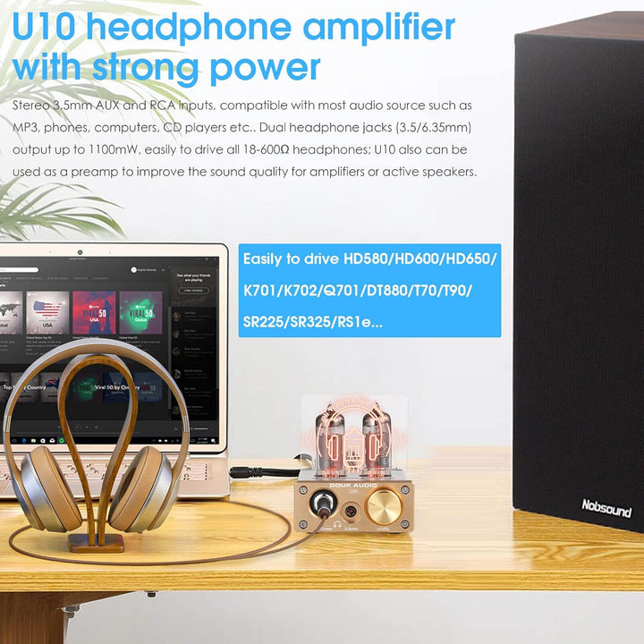 Douk Audio U10 Mini Röhren Kopfhörerverstärker HiFi Tube Headphone Amplifier Stereo Vorverstärker fü