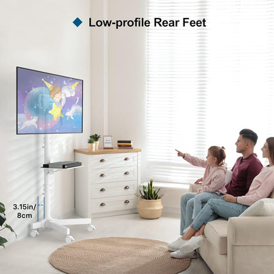 BONTEC Mobiler TV Ständer auf Rollen für 23-60 Zoll Plasma/LCD/LED Fernseher, Tragbarer TV Stand mit