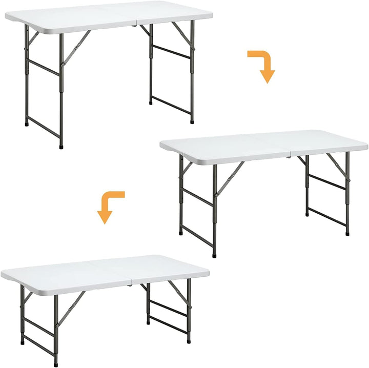HollyHOME Klapptisch Campingtisch 4FT/122cm, Klapptisch Küche Tisch Klappbar Tragbarer Gartentisch B