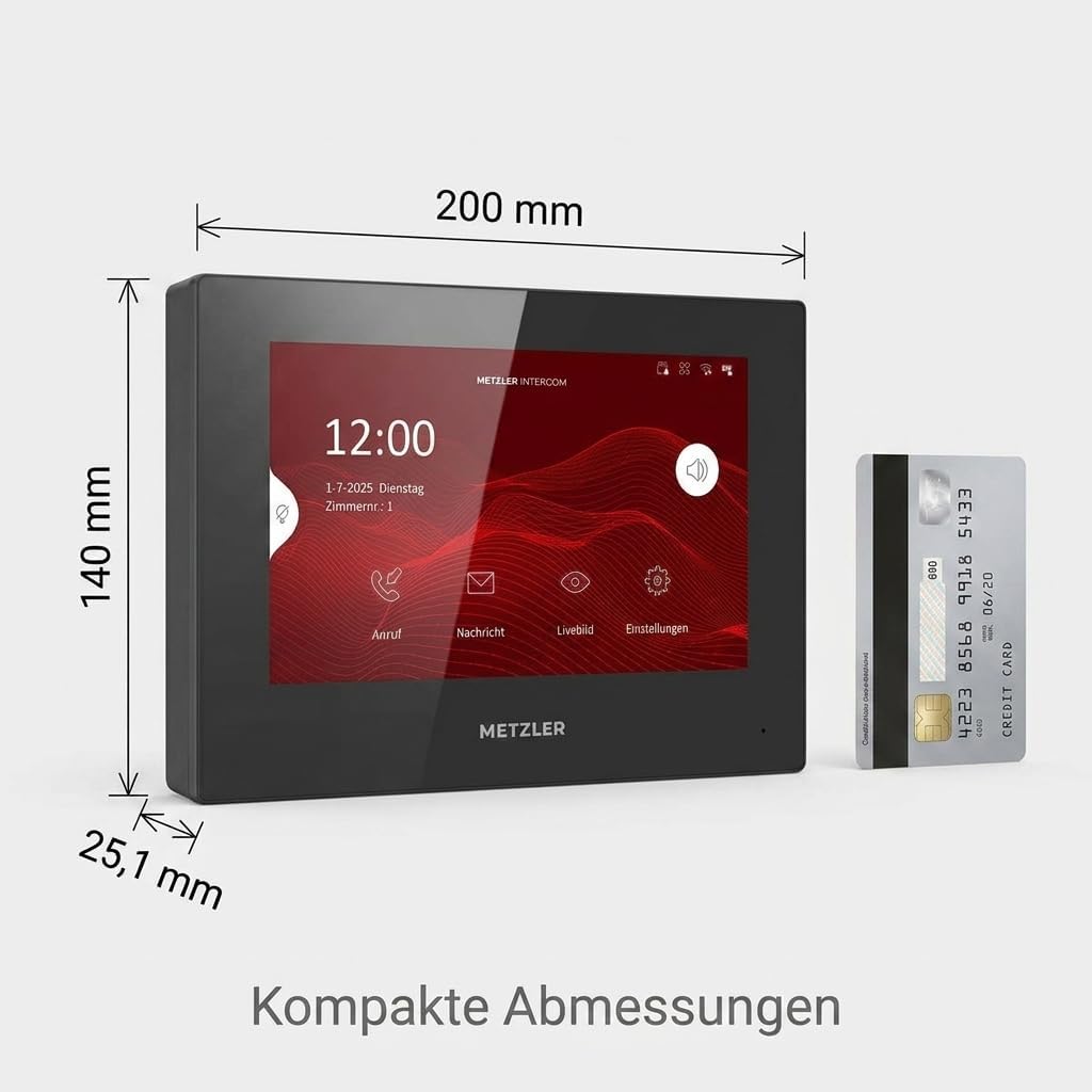 Metzler VDM10 2.0 Innenstation Home, 7 Zoll Touchscreen, 2-Draht IP, Schwarz | 200 mm × 140 mm × 25.