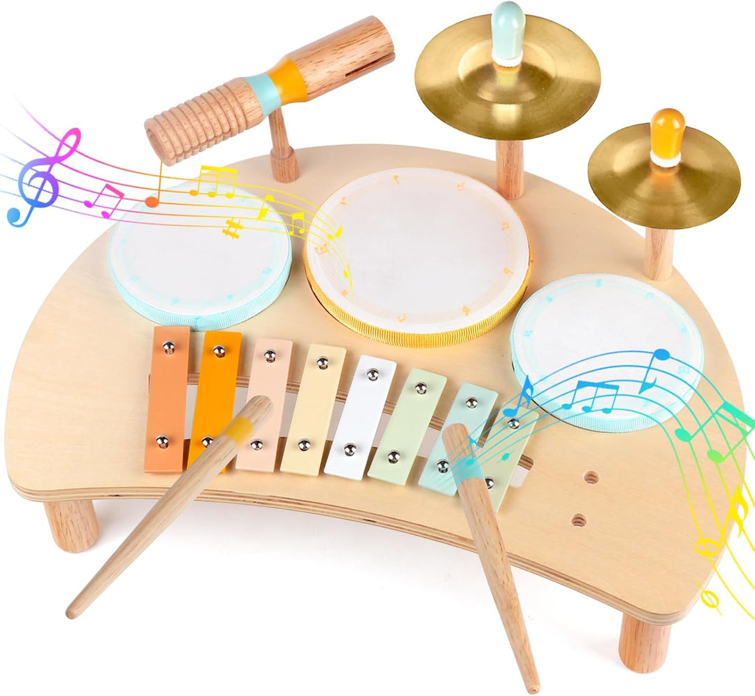 Schlagzeugset für Kinder – Musikinstrumente für Kleinkinder von 1–3 Jahren, pädagogisches Musikspiel