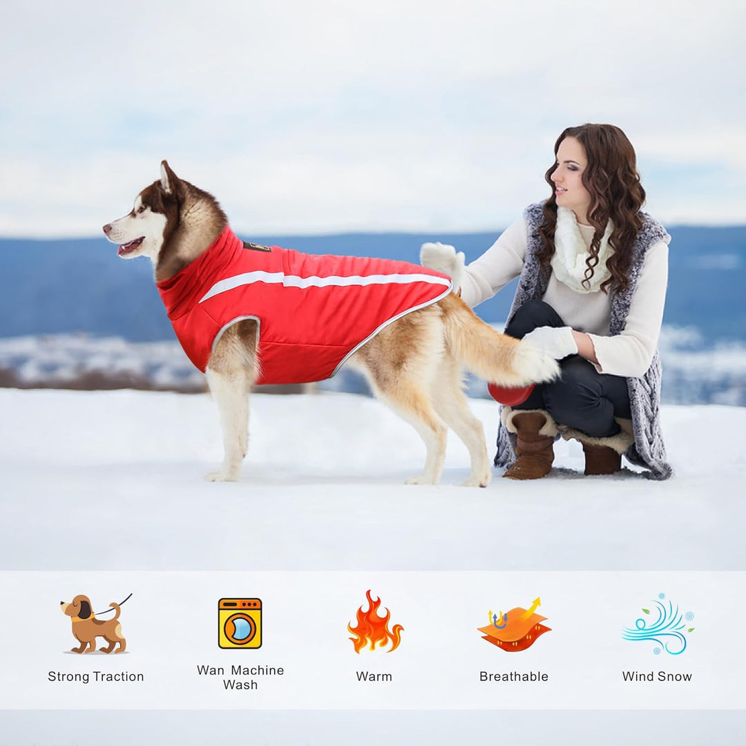 Idepet Wasserdichter Hundemantel Winter Warme Jacke, Winddichte Haustierkleidung Hundejacke Outfit f