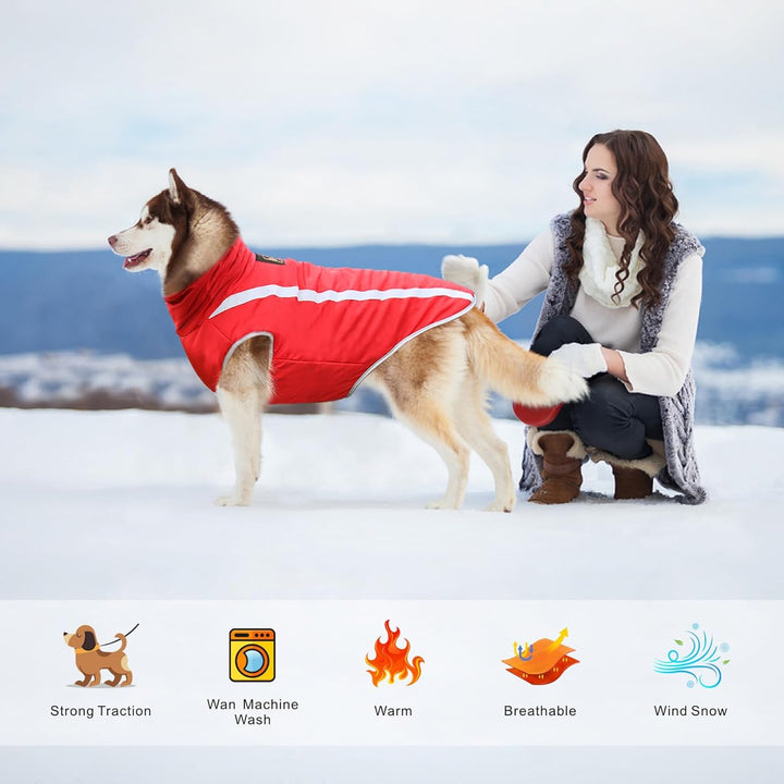 Idepet Wasserdichter Hundemantel Winter Warme Jacke, Winddichte Haustierkleidung Hundejacke Outfit f