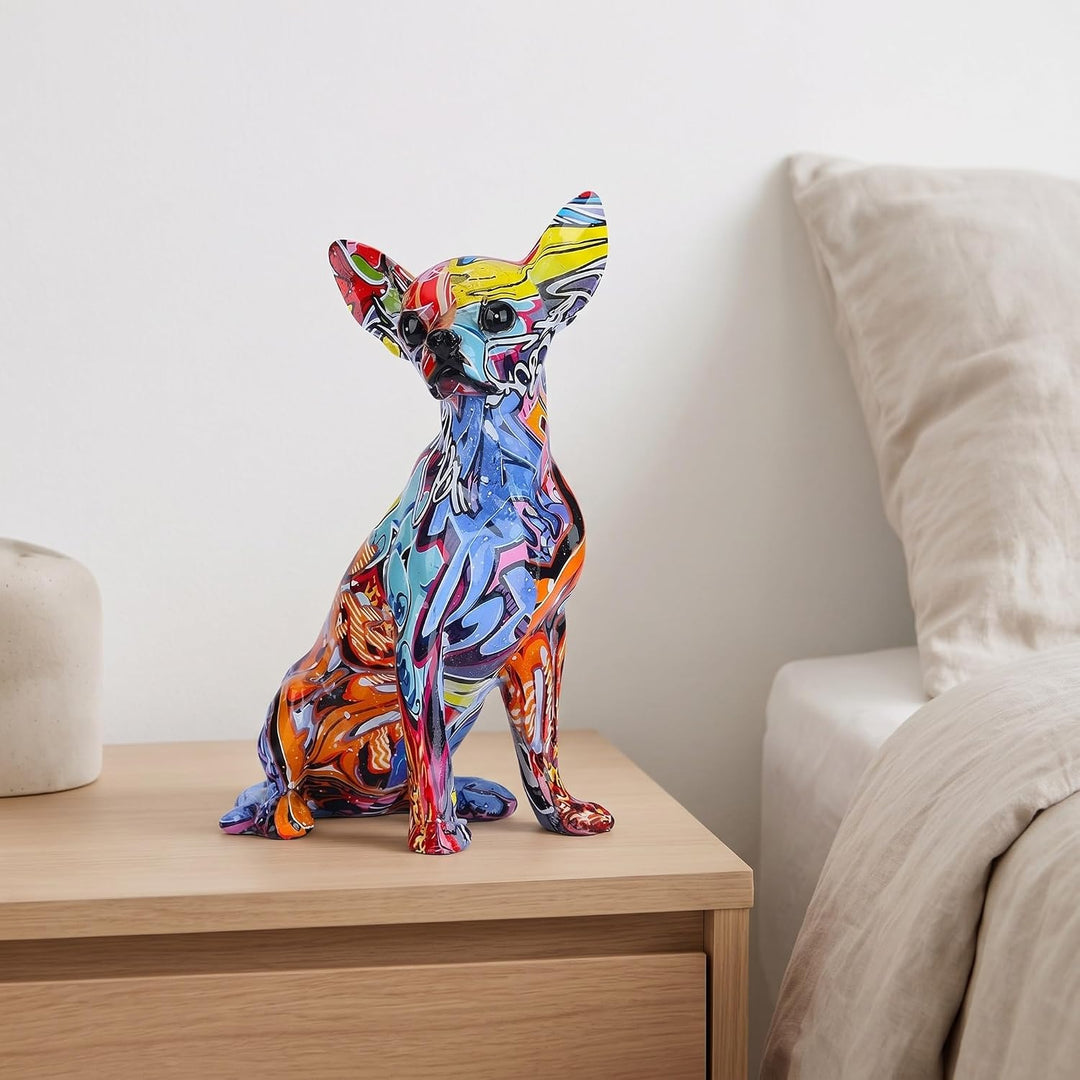 suruim Bunt Chihuahua Figur Deko, Bulldogge, Chihuahua, Hund, Statue, Wohnzimmer, Ornamente, Haus, E