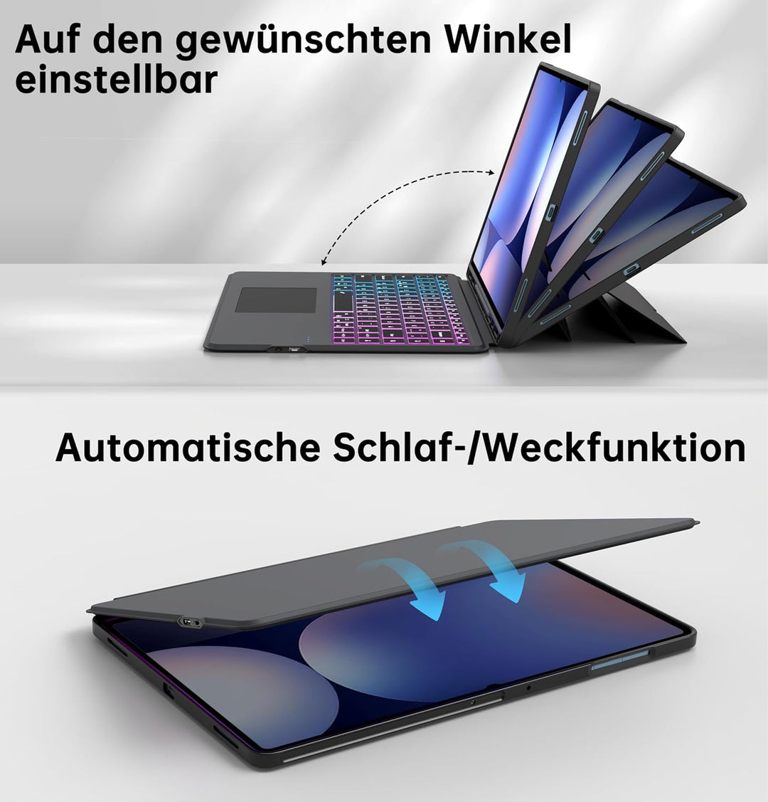 für Samsung Galaxy Tab S11 Ultra 2025/S10 Ultra/S9 Ultra/S8 Ultra 14.6 Zoll Hülle mit Tastatur: Deut