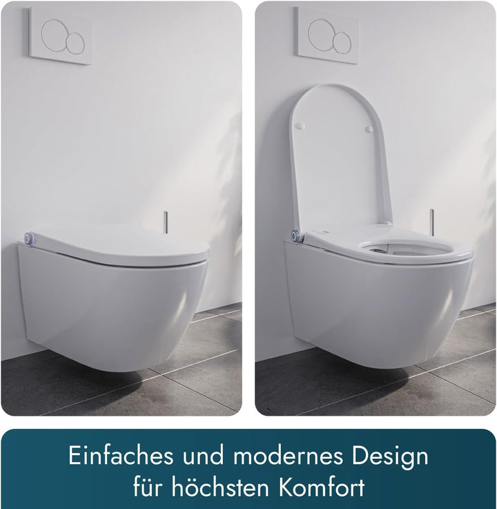 Bernstein Dusch-WC Pro+ 1102 in Weiss mit 5 Jahre Garantieerweiterung, Spülrandloses Hänge-WC mit Bi