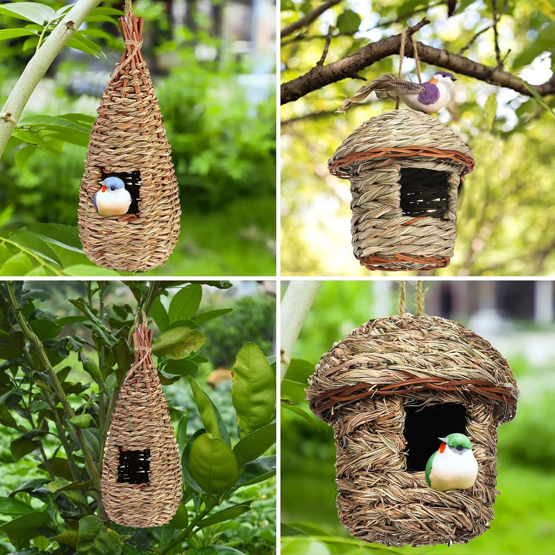 3 Pcs Vogelhäus Aufhängen, Gras Bird Nest Hängendes Vögel Haus, Wildvogelnest Den Aussenbereich Gras