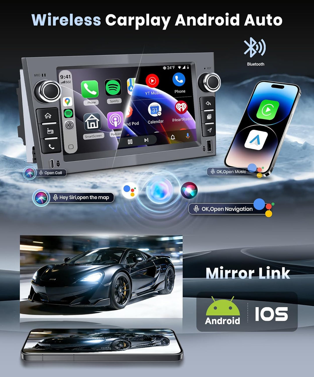 VECHTEL 4G+128G Autoradio Android 15 Eisengrau für Opel Corsa C/D Zafira B Astra H Meriva Vivaro Sig