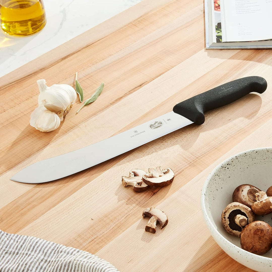 Victorinox Fibrox Schlacht-/Bankmesser, Langes Fleischmesser zum Zerteilen grosser Fleischstücke, 25
