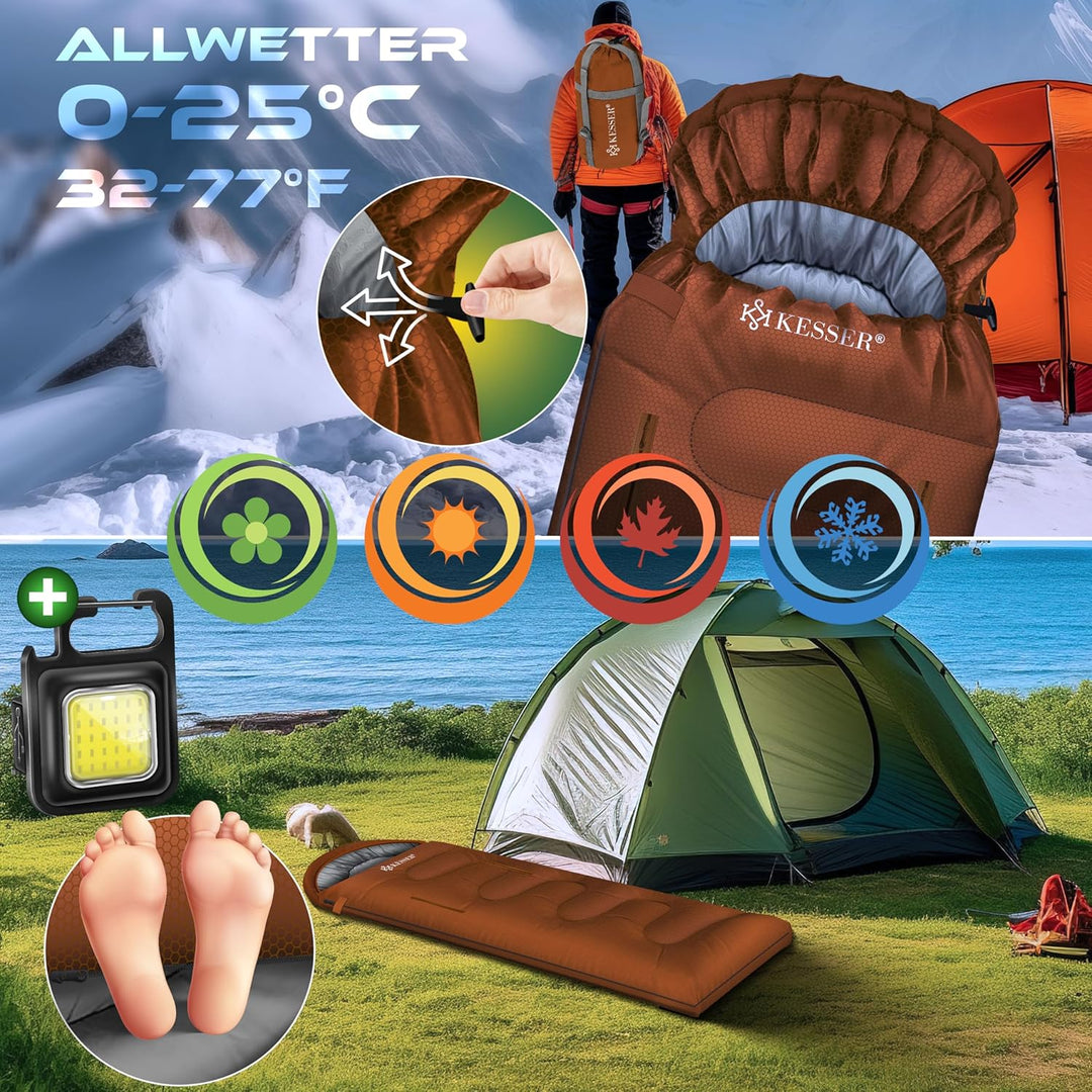 KESSER® Schlafsack Outdoor | Deckenschlafsack 3-4 Jahreszeiten | Camping-Sleeping-Bag für Erwachsene
