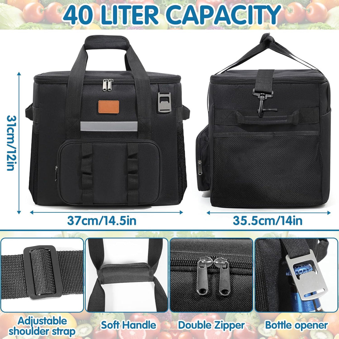 Kühltasche, 40L Kühltasche Gross Faltbar, Thermotasche Hält Warm & Kalt, Picknicktasche mit Schulter