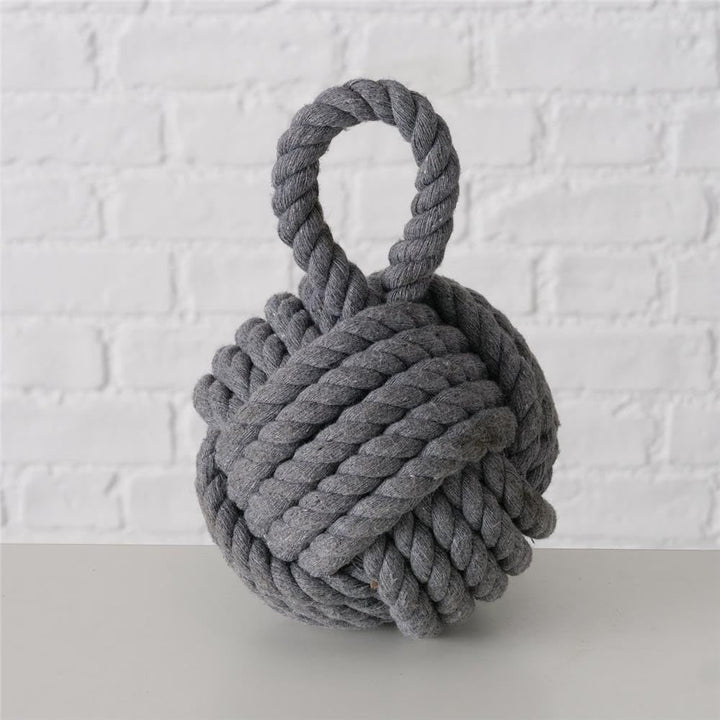 Boltze Türstopper Set Jute Knoten Natur Strick Kugel Stoff Boden 1,5 kg Gewicht mit praktischer Schl