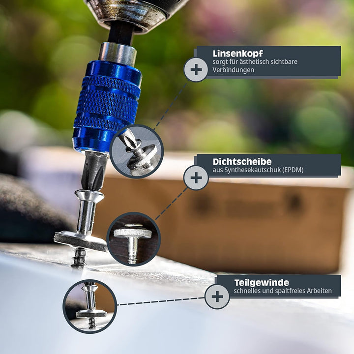 HELPMATE Spenglerschrauben 4,5x45 mm, 150 Stück, DIN 7995, Edelstahl A2, PZ2, DIN 7995, Dachdeckersc