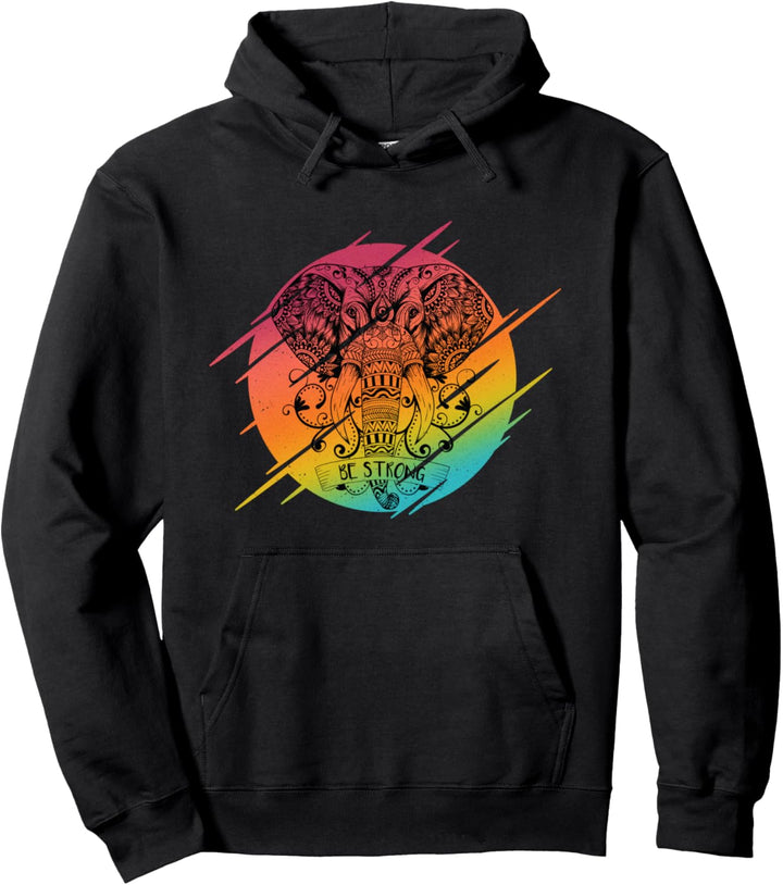 Retro 90er Jahre Mandala Elefant Geschenk für Frauen Pullover Hoodie
