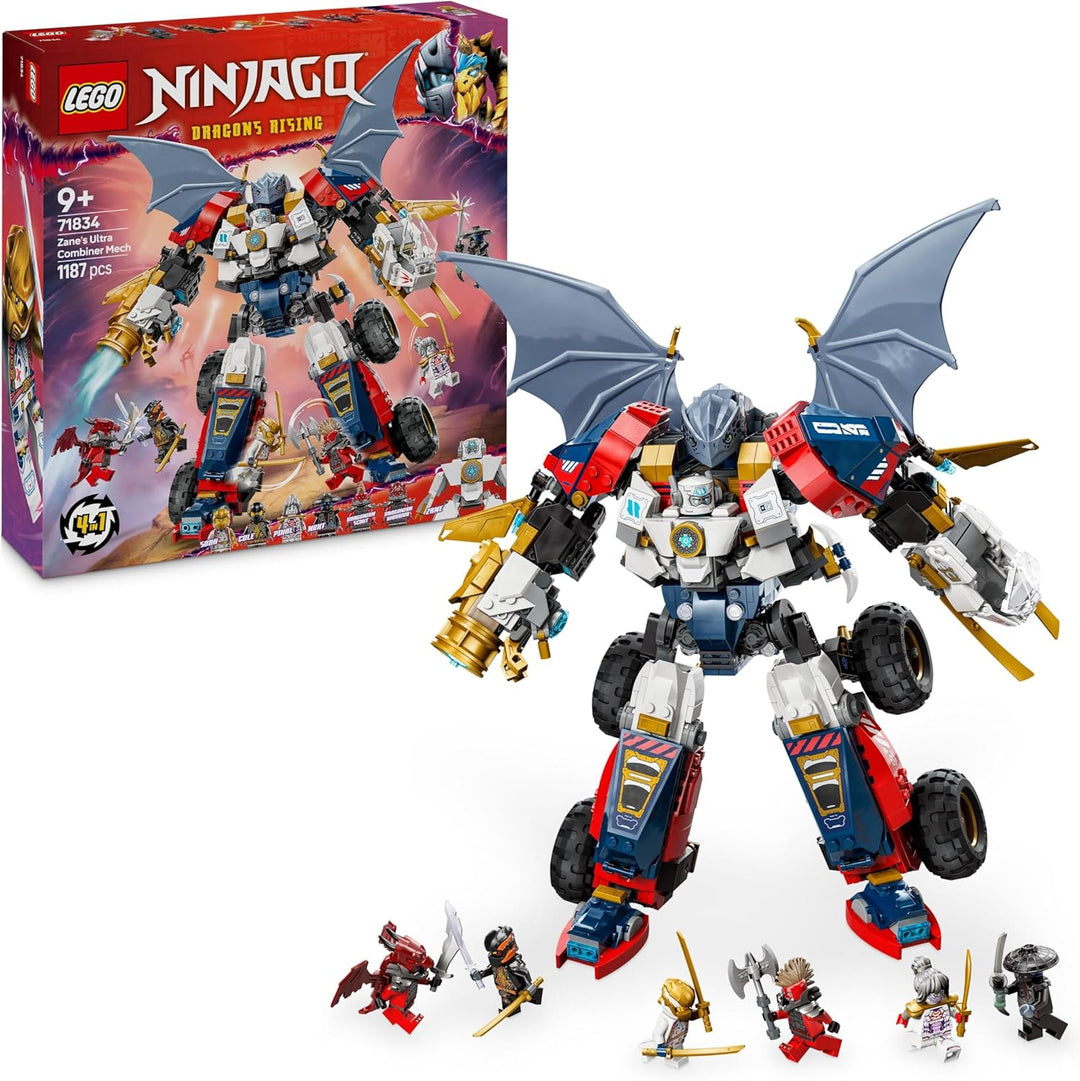 LEGO NINJAGO 4in1 Zanes Ultra-Kombi-Mech - Spielzeug mit Auto Modell - Umbaubar in einen Jet oder Dr