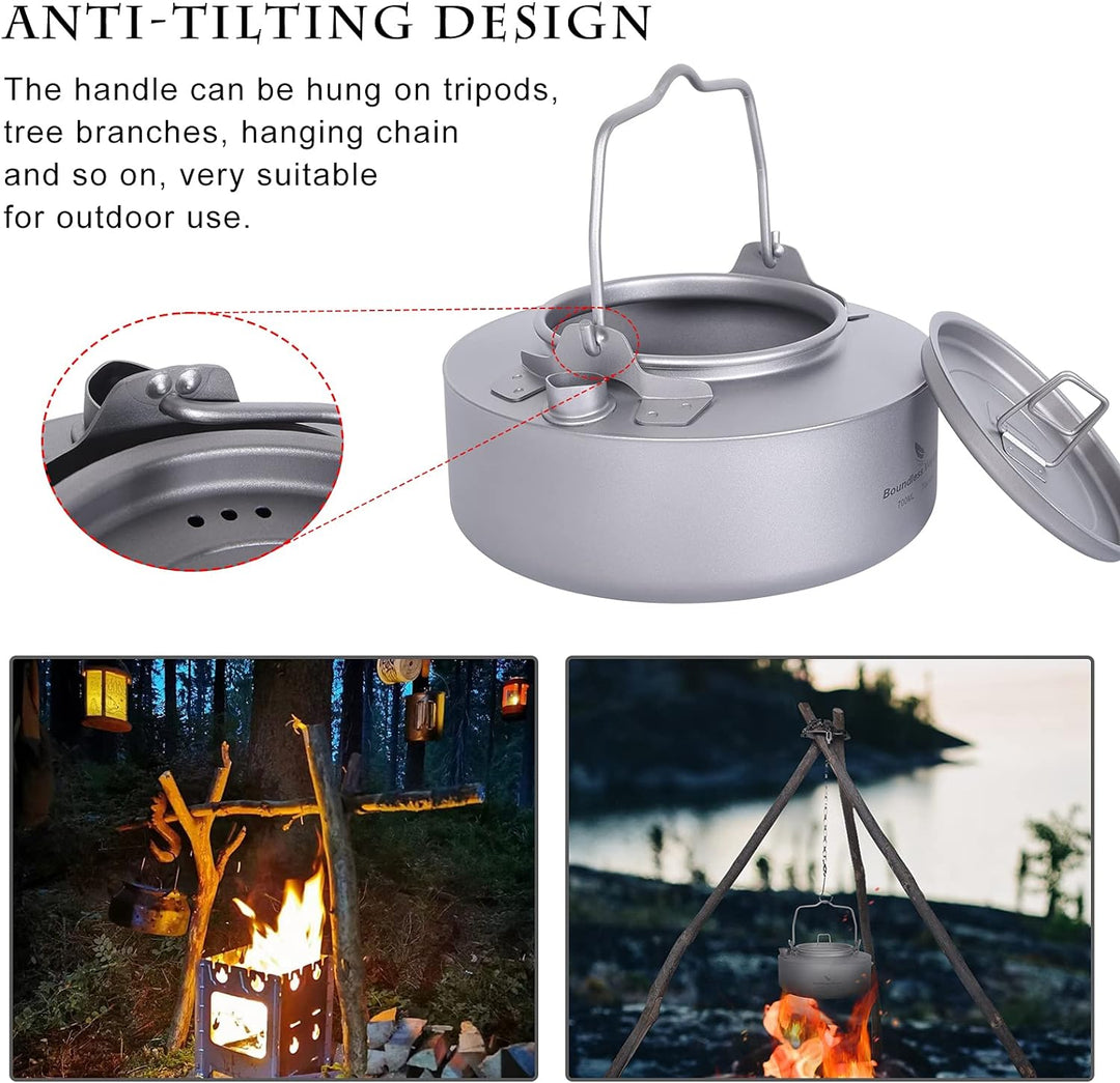 iBasingo Titan Wasserkessel 700ml Camping Wasserkrug Outdoor Ultraleicht Kaffee Teekanne Teakessel H