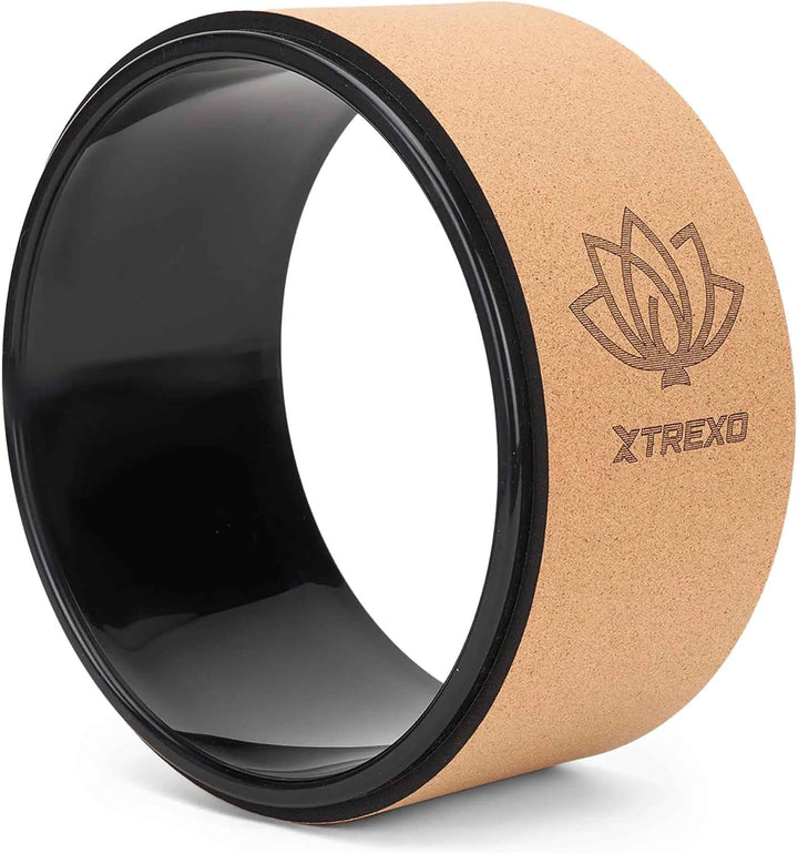 TREXO Yoga Rad Naturkork mit einem Durchmesser von 32 cm und einer Breite von 13 cm in Braun aus 100