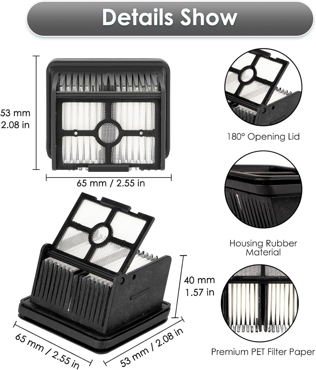 (4 Stück) H15 Pro Ersatz bürstenrollen und HEPA-Filter kompatibel mit Dreame H15 Pro/ H15 Mix/ H12 P
