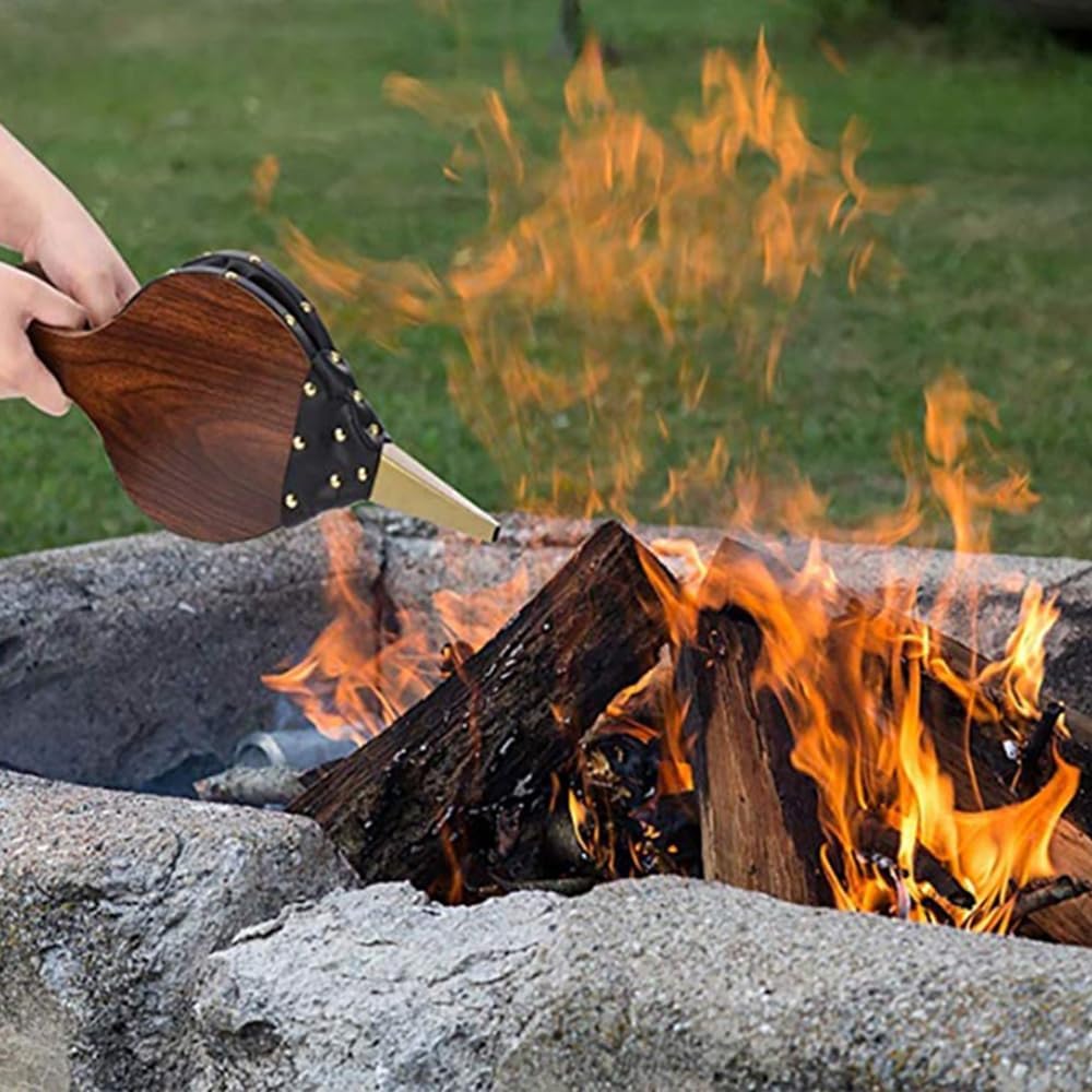 Blasebalg, Goldfarbene Ziernägel, Handblasebalg Luftgebläse Aus Holz, Kunststoffbalg, Kamin & Grill