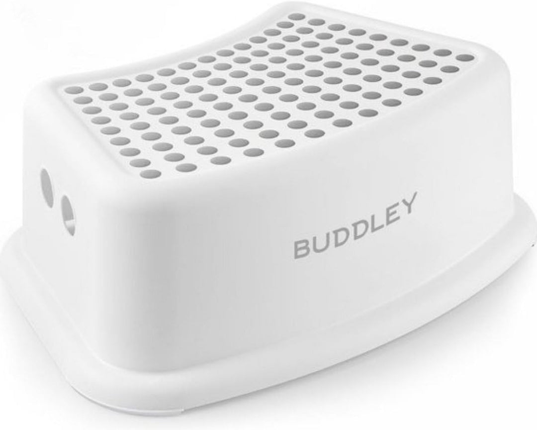 BUDDLEY PP Step Stool Weiss-Grau (2er Set) – Tritthocker Kinder, Toilette Kinder, Tritthocker Toilet