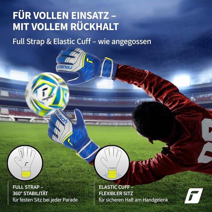 Reusch Herren Attrakt Unisex Torwarthandschuhe mit Aussennaht Schnitt und Solid Belag, Geeignet für