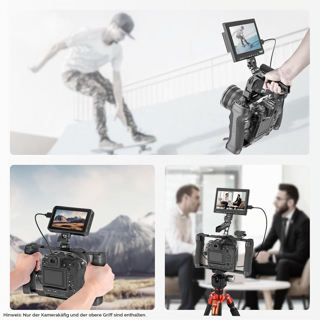 NEEWER Universal Kamerakäfig und oberer Griff mit 3/8" ARRI Positionierungsstiftset, Video Rig Kamer