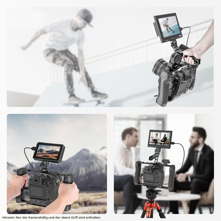 NEEWER Universal Kamerakäfig und oberer Griff mit 3/8" ARRI Positionierungsstiftset, Video Rig Kamer