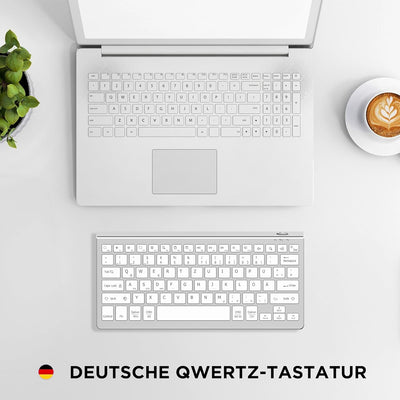 CACOE Deutsche Bluetooth Tastatur kompatibel mit IOS, Android Tablet, Windows, Samsung Tablet, Lenov