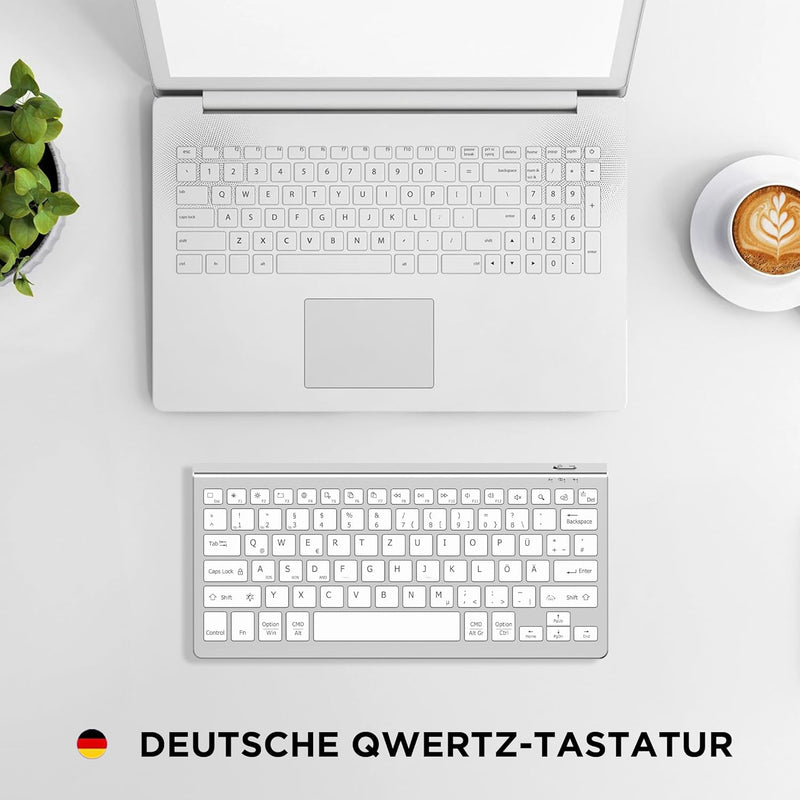 CACOE Deutsche Bluetooth Tastatur kompatibel mit IOS, Android Tablet, Windows, Samsung Tablet, Lenov