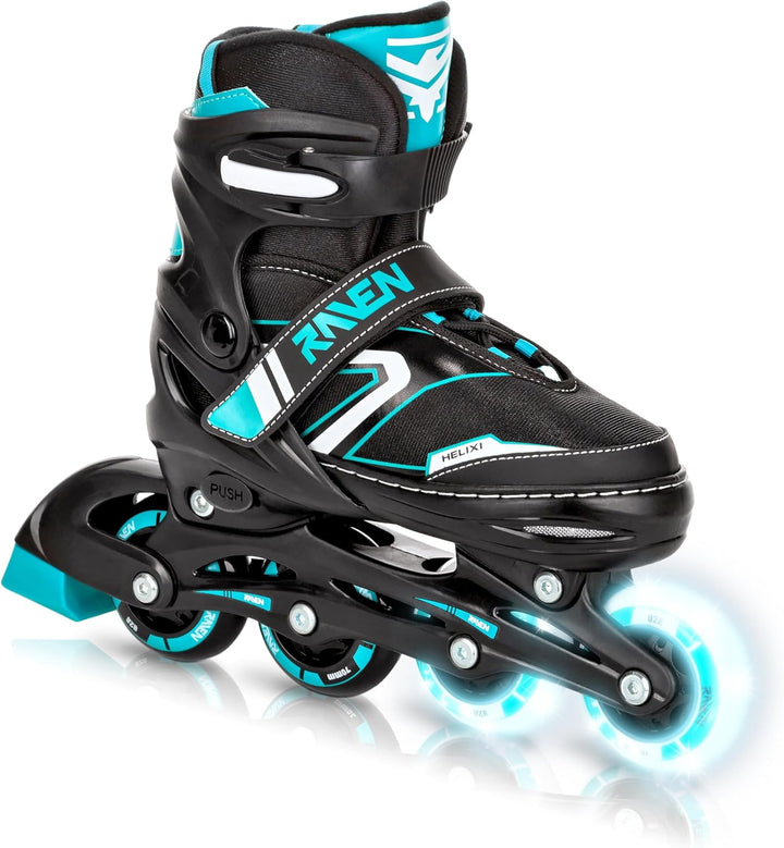 RAVEN Verstellbare 3in1 Inlineskates-Rollschuhe-Triskates Helixi Black/Mint 34-37 (21cm-23,5cm) Heli