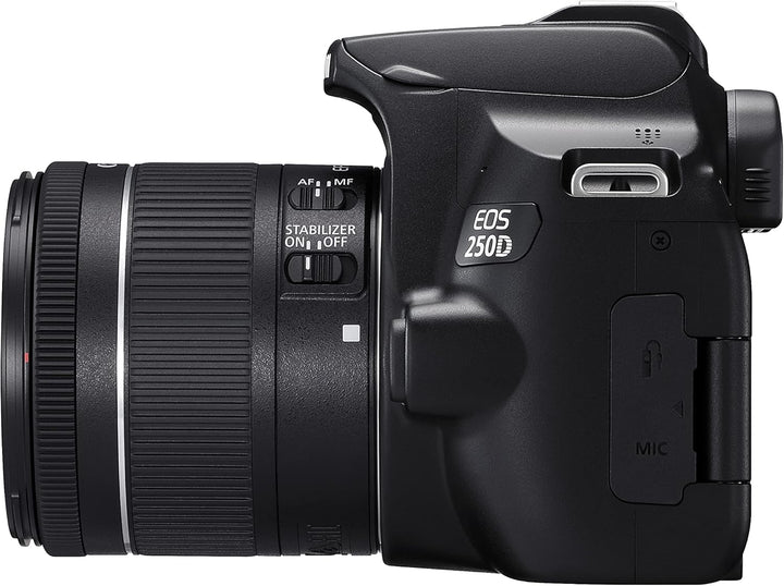 Canon EOS 250D APS-C DSLR-Kameragehäuse mit EF-S 18-55mm F4-5.6 is STM Objektiv | 24,1 Megapixel, dr