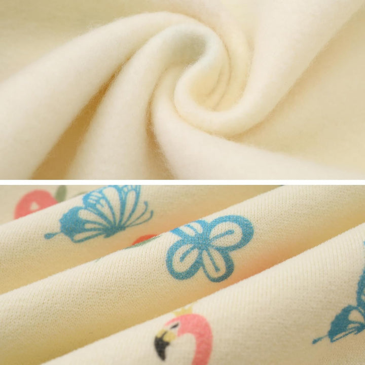 Madchen Hoodie, Tropische Pflanzen- und Tierthemen Allover-Print Blumenmuster Fleece Kapuzenpullover