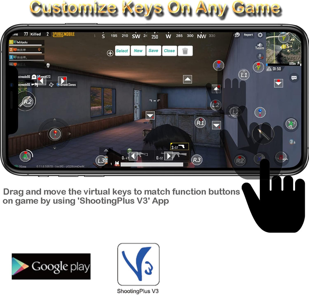 Megadream Android Gamepad Controller, Wireless Key Mapping Gamepad Joystick Perfekt für PUBG & Fotni