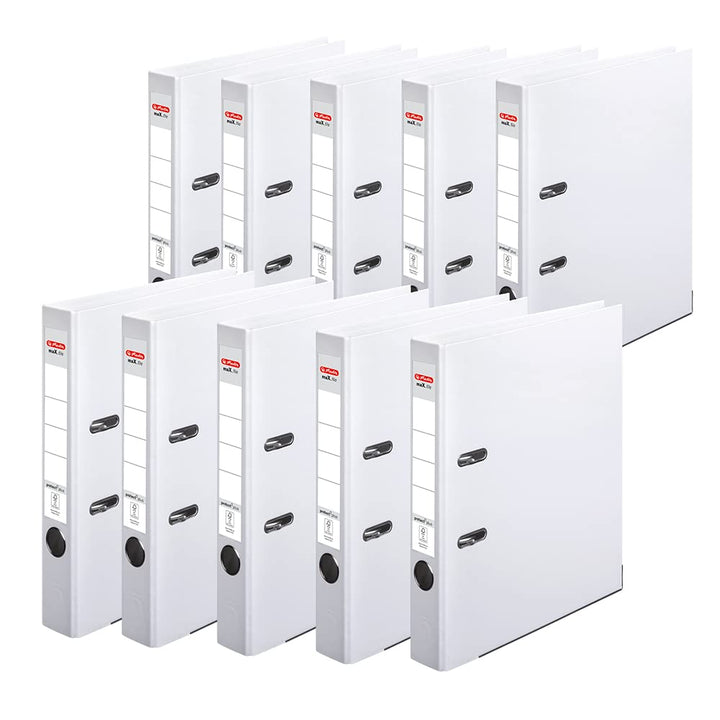 Herlitz 10834786 Ordner maX.file protect+, A4, Rückenbreite: 5cm, Voll-PP-Folienbezug, weiss, 10 Stü