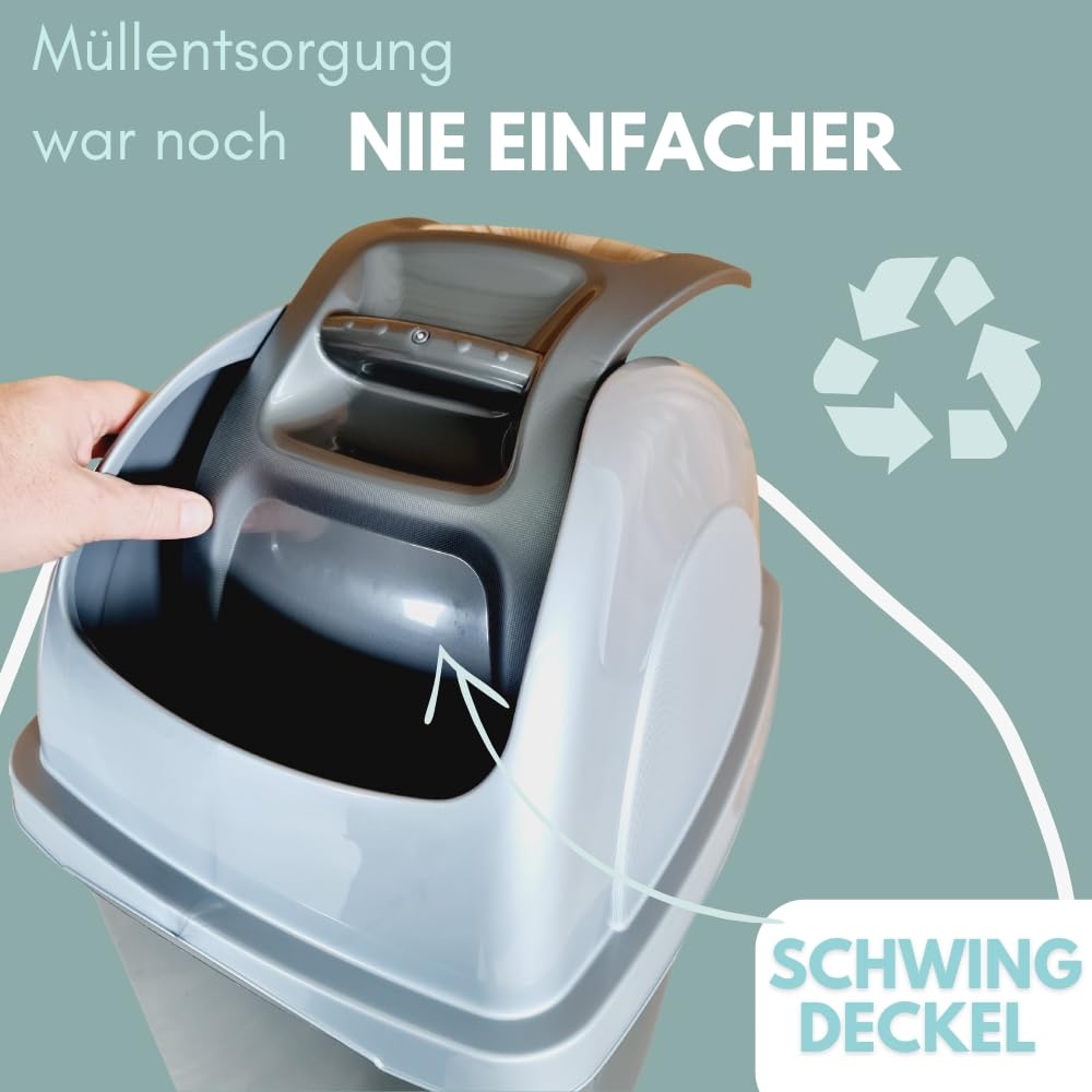 GarPet Mülleimer Schwingdeckel Mülleimer Küche 65 L Gross Schwingeimer Mülltrenner Abfalleimer Küche