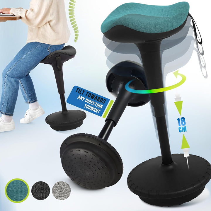 IWMH Ergonomischer Arbeitshocker, Hochverstellbare Stehhilfe,  Atmungsaktiver Sitz-Steh-Hocker 360°