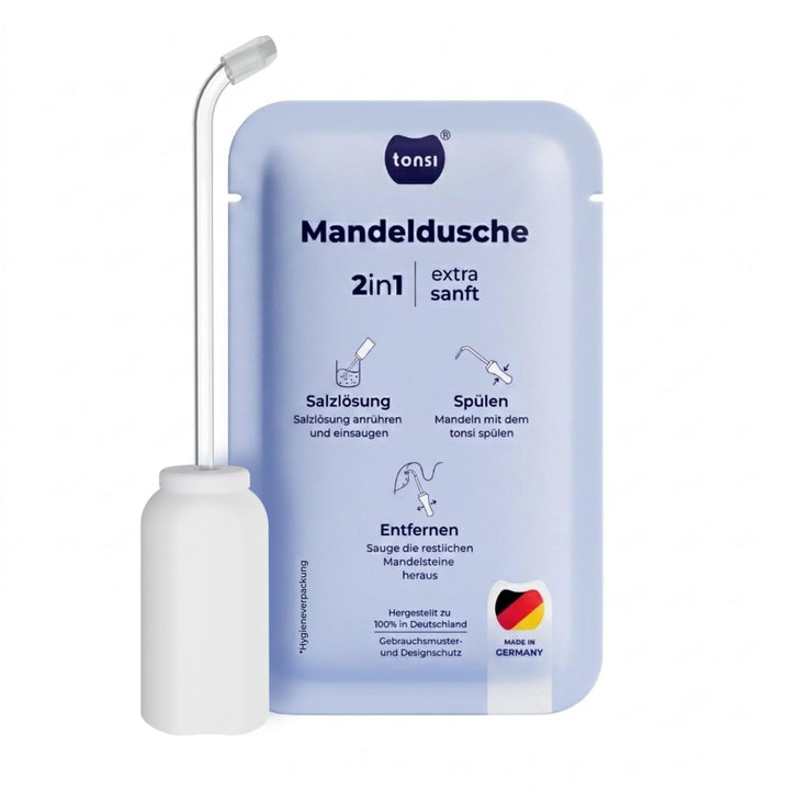 TONSI 2in1 Mandelstein Schröpfglas &amp; Munddusche | Mandelstein Entferner Made in Germany | Mandeln sp