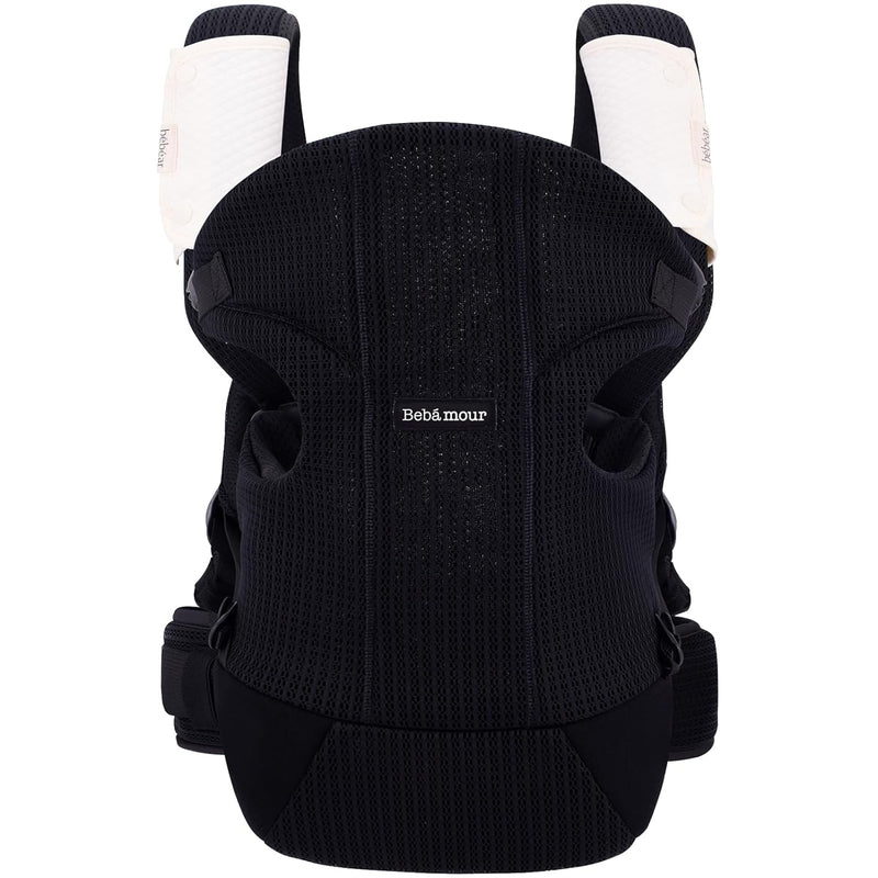 Bebamour Babytrage Vorder und Rückentrage mit 2 Schulterlätzchen, Black, Black