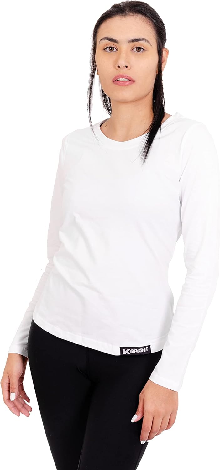 K-BRIGHT Langarmshirt Damen Langarm Nachhaltig Bio Baumwolle Damen Oberteil Sommer Sportshirt Funkti