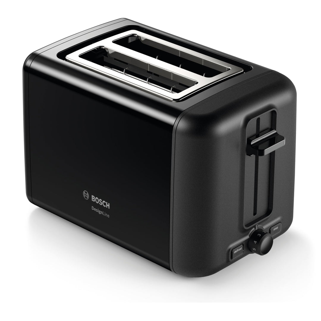 Bosch Kompakt Toaster DesignLine TAT3P423DE, integrierter Edelstahl-Brötchenaufsatz, mit Abschaltaut